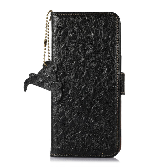For Huawei Mate 60 Ostrich Pattern Genuine Leather RFID Phone Case(Black)