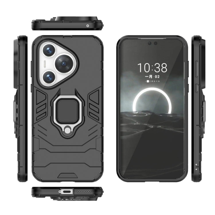 For Huawei Pura 70 Shockproof PC + TPU Holder Phone Case(Black)