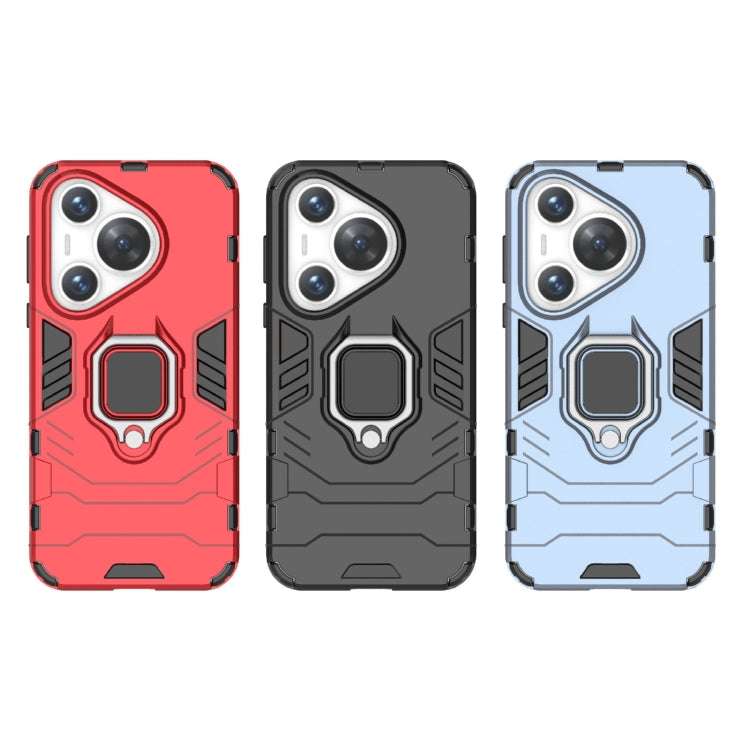 For Huawei Pura 70 Shockproof PC + TPU Holder Phone Case(Black)