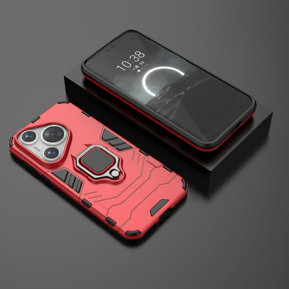 For Huawei Pura 70 Shockproof PC + TPU Holder Phone Case(Red)