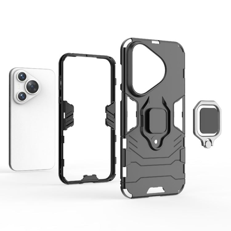 For Huawei Pura 70 Shockproof PC + TPU Holder Phone Case(Red)