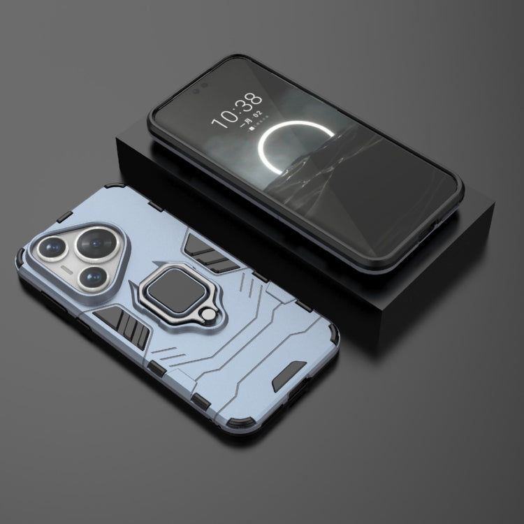 For Huawei Pura 70 Shockproof PC + TPU Holder Phone Case(Navy Blue)