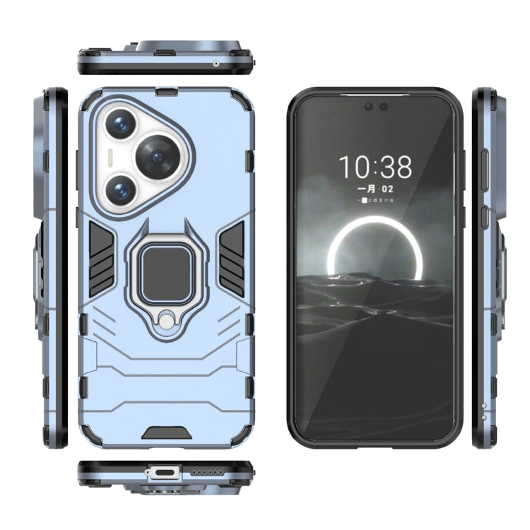 For Huawei Pura 70 Shockproof PC + TPU Holder Phone Case(Navy Blue)