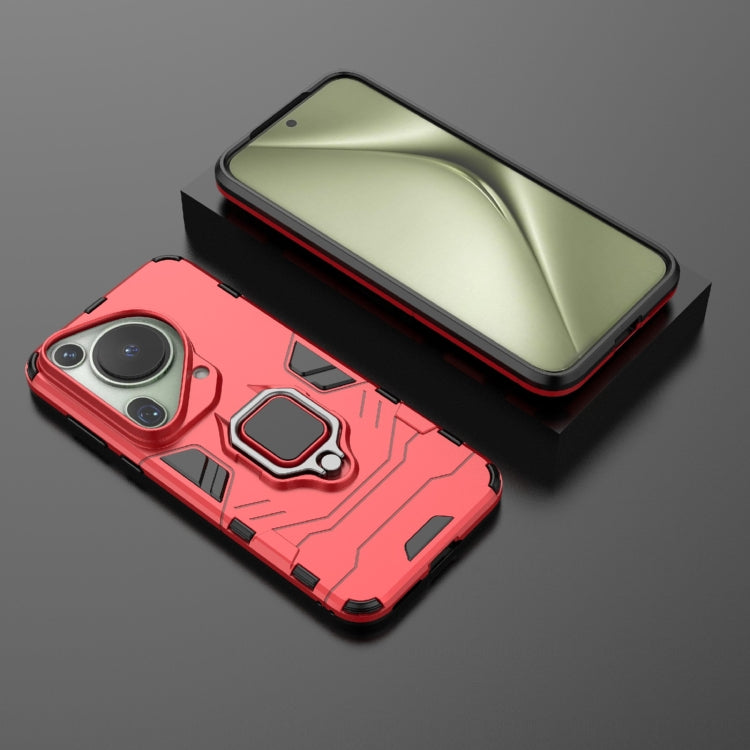 For Huawei Pura 70 Ultra Shockproof PC + TPU Holder Phone Case(Red)