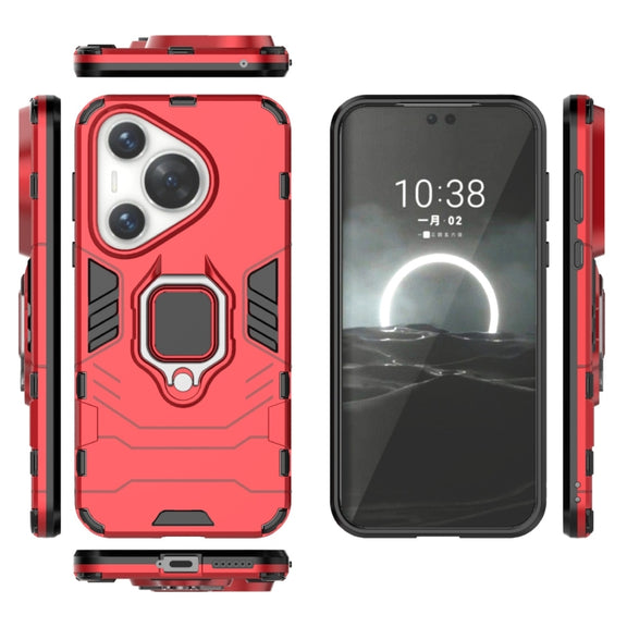 For Huawei Pura 70 Pro / Pura 70 Pro+ Shockproof PC + TPU Holder Phone Case(Red)
