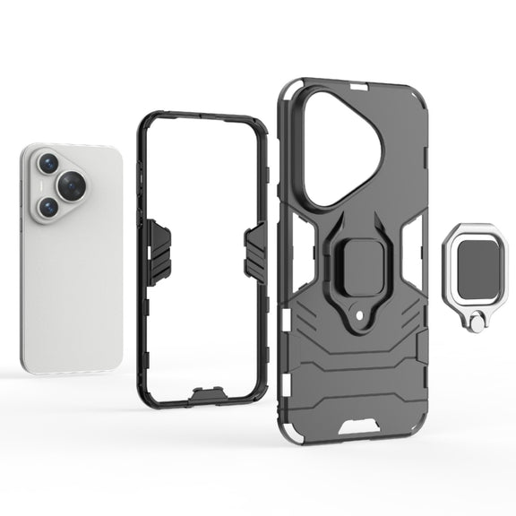 For Huawei Pura 70 Pro / Pura 70 Pro+ Shockproof PC + TPU Holder Phone Case(Red)