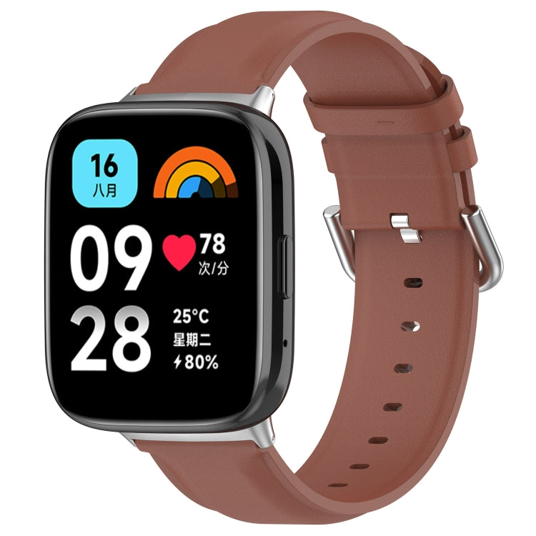For Redmi Watch 3 Lite / Watch 3 Active Leather Replacement Watch Band(Brown)