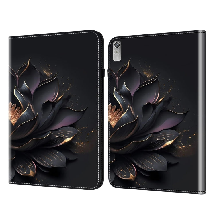 For Lenovo Xiaoxin Pad Pro 12.7 Crystal Texture Painted Leather Tablet Case(Purple Lotus)