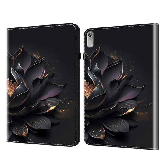 For Lenovo Xiaoxin Pad Pro 12.7 Crystal Texture Painted Leather Tablet Case(Purple Lotus)