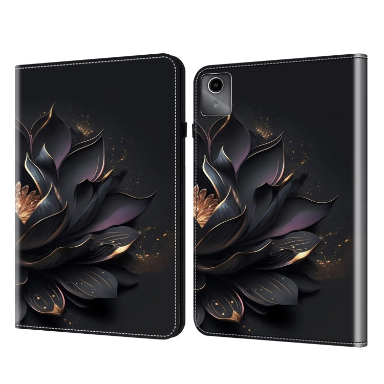 For Lenovo Tab M11 / Xiaoxin Pad 11 2024 Crystal Texture Painted Leather Tablet Case(Purple Lotus)