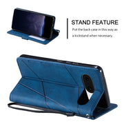 For Google Pixel 9 Skin Feel Splicing Leather Phone Case(Blue)
