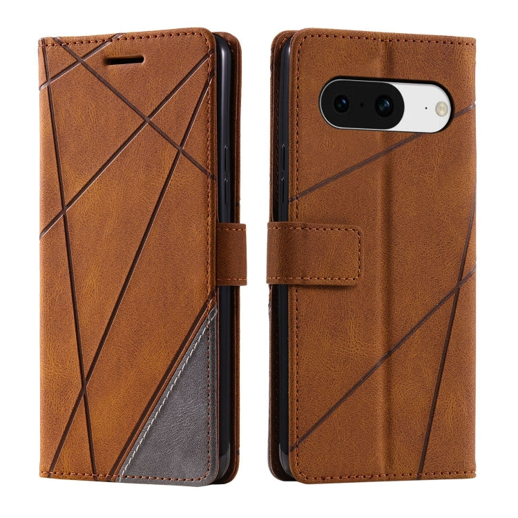 For Google Pixel 9 Skin Feel Splicing Leather Phone Case(Brown)