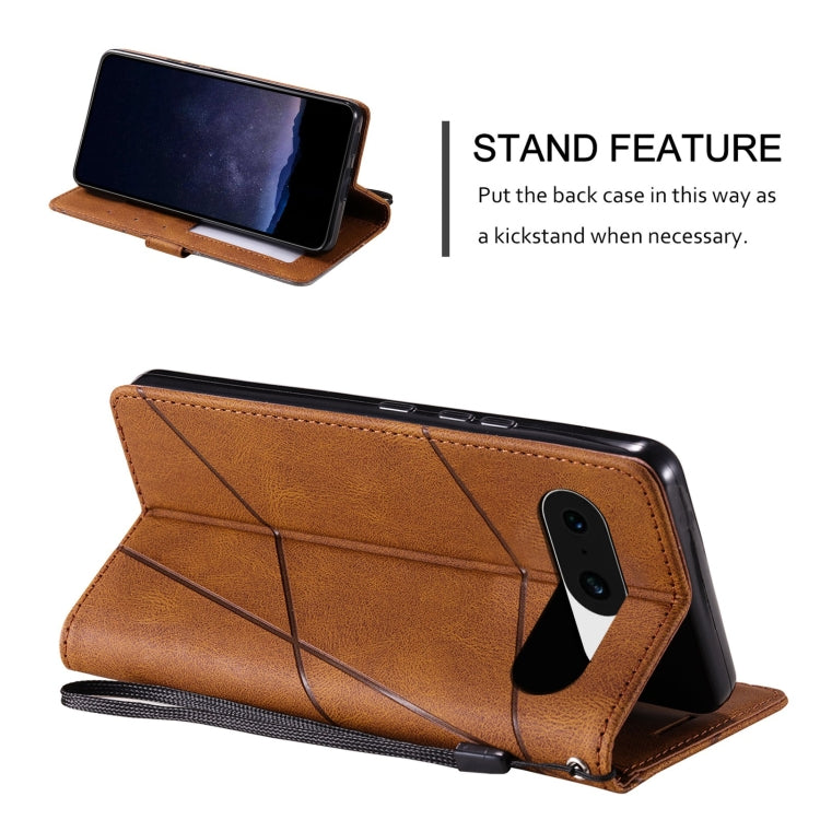 For Google Pixel 9 Skin Feel Splicing Leather Phone Case(Brown)