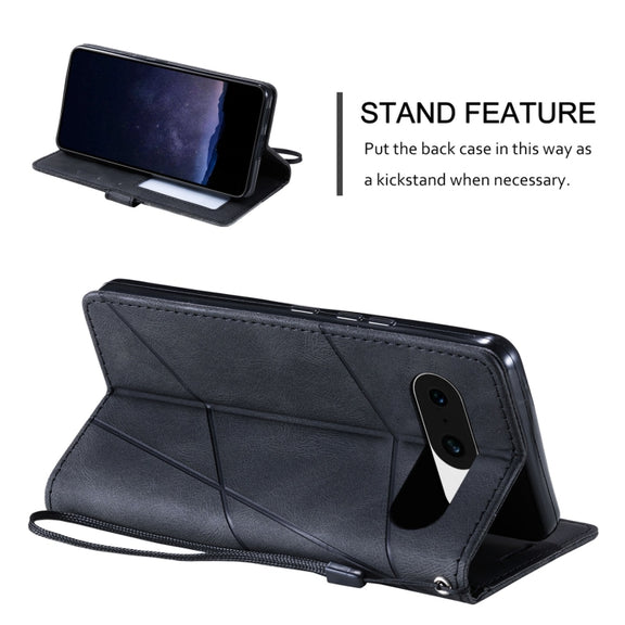 For Google Pixel 9 Skin Feel Splicing Leather Phone Case(Black)