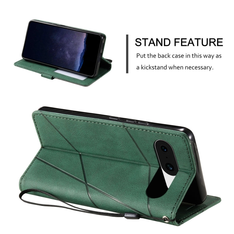 For Google Pixel 9 Skin Feel Splicing Leather Phone Case(Green)