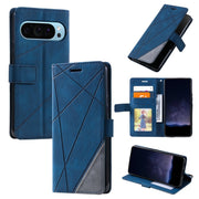 For Google Pixel 9 Pro Skin Feel Splicing Leather Phone Case(Blue)