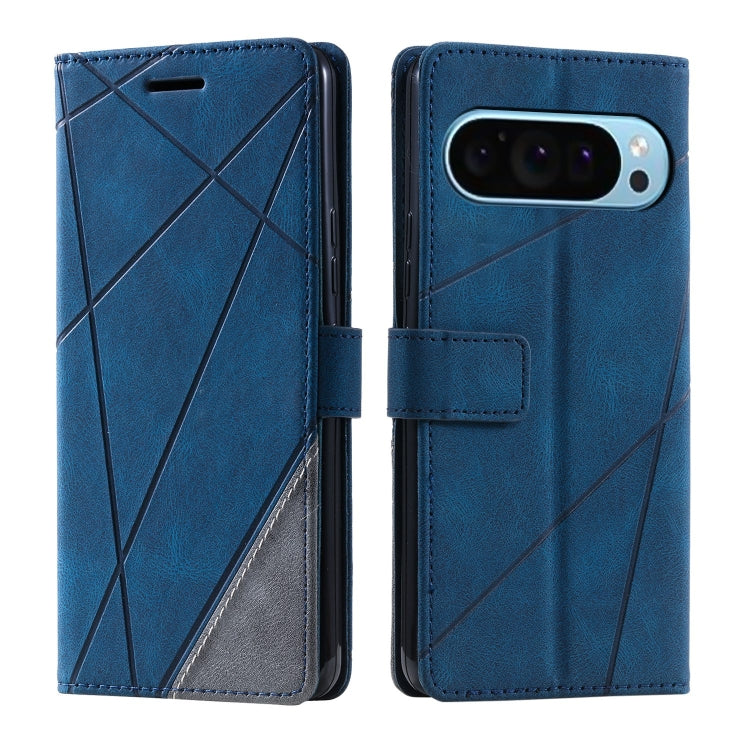For Google Pixel 9 Pro Skin Feel Splicing Leather Phone Case(Blue)