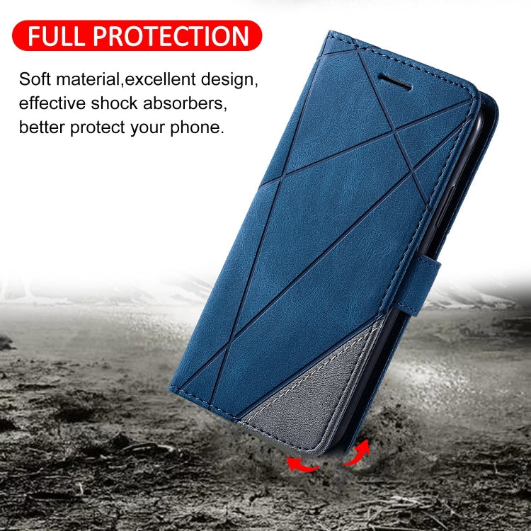 For Google Pixel 9 Pro Skin Feel Splicing Leather Phone Case(Blue)