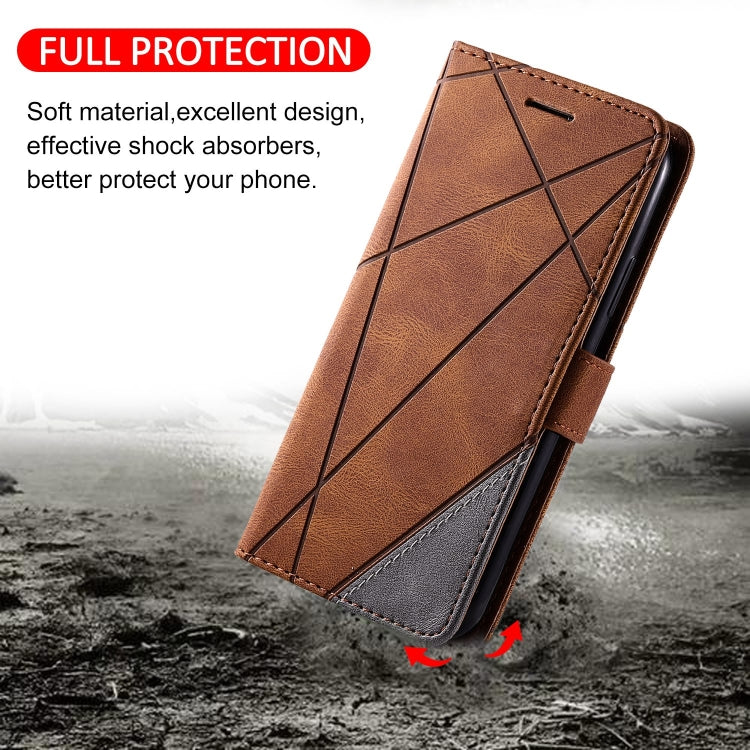 For Google Pixel 9 Pro Skin Feel Splicing Leather Phone Case(Brown)