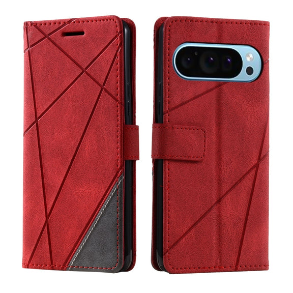 For Google Pixel 9 Pro Skin Feel Splicing Leather Phone Case(Red)