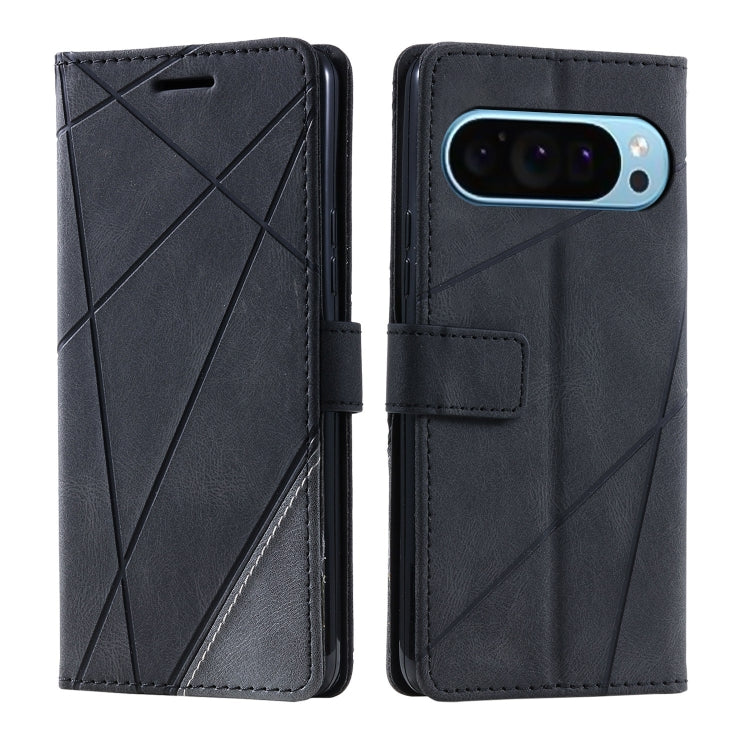 For Google Pixel 9 Pro Skin Feel Splicing Leather Phone Case(Black)