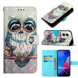 For Motorola Moto G Play 4G 2024 3D Painting Horizontal Flip Leather Phone Case(Grey Owl) - Motorola Cases by PMC Jewellery | Online Shopping South Africa | PMC Jewellery | Buy Now Pay Later Mobicred