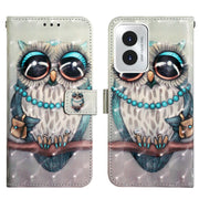 For Motorola Moto G Play 4G 2024 3D Painting Horizontal Flip Leather Phone Case(Grey Owl)