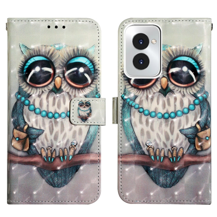 For Motorola Moto G Power 5G 2024 3D Painting Horizontal Flip Leather Phone Case(Grey Owl)