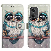 For Motorola Moto G Stylus 5G 2024 3D Painting Horizontal Flip Leather Phone Case(Grey Owl)