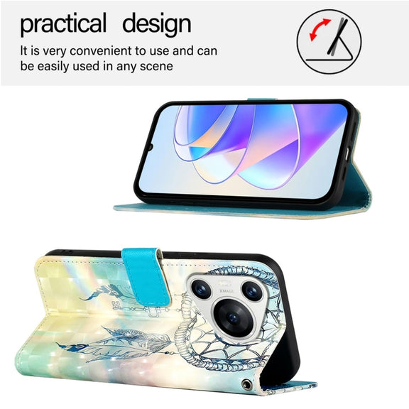 For Huawei Pura 70 3D Painting Horizontal Flip Leather Phone Case(Dream Wind Chimes)