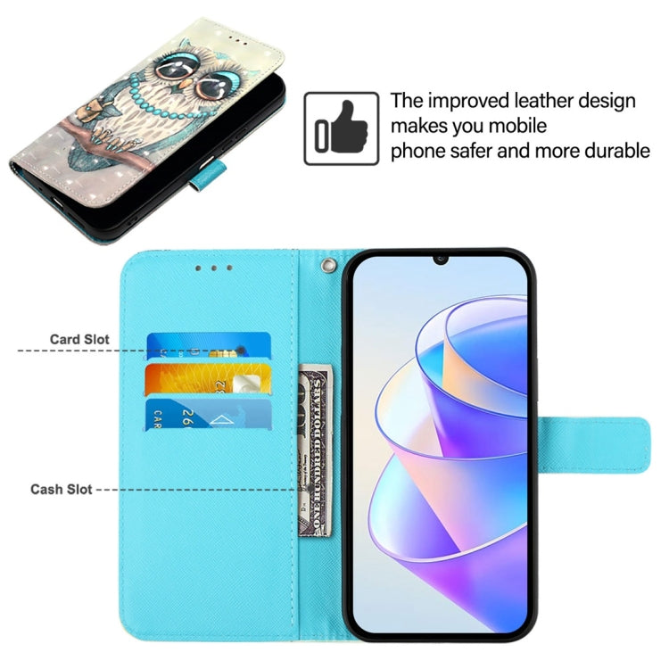 For Huawei Pura 70 3D Painting Horizontal Flip Leather Phone Case(Grey Owl)