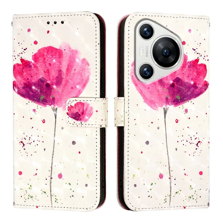 For Huawei Pura 70 3D Painting Horizontal Flip Leather Phone Case(Flower)
