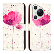 For Huawei Pura 70 3D Painting Horizontal Flip Leather Phone Case(Flower)