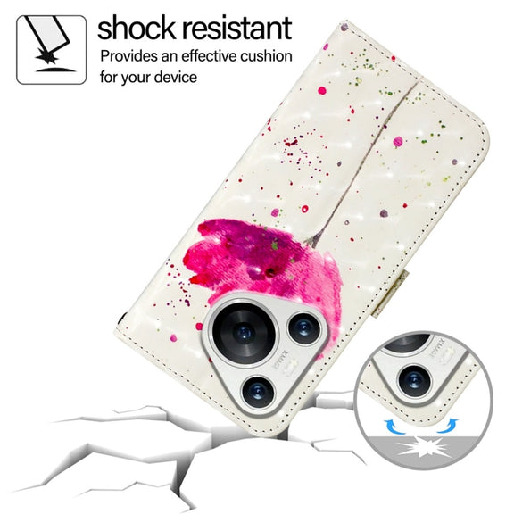 For Huawei Pura 70 3D Painting Horizontal Flip Leather Phone Case(Flower)