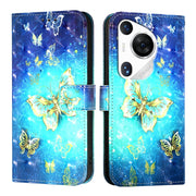 For Huawei Pura 70 Pro 3D Painting Horizontal Flip Leather Phone Case(Golden Butterfly)