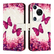 For Huawei Pura 70 Pro 3D Painting Horizontal Flip Leather Phone Case(Rose Butterfly)