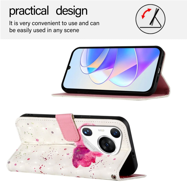 For Huawei Pura 70 Pro 3D Painting Horizontal Flip Leather Phone Case(Flower)