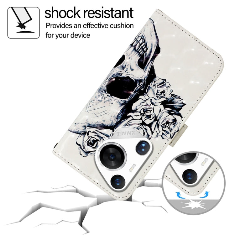 For Huawei Pura 70 Pro 3D Painting Horizontal Flip Leather Phone Case(Skull)