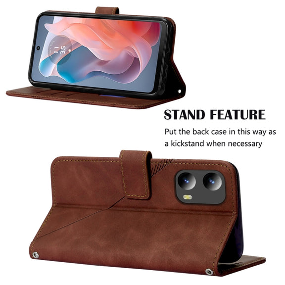 For Motorola Moto G Play 5G 2024 Crossbody 3D Embossed Flip Leather Phone Case(Brown)