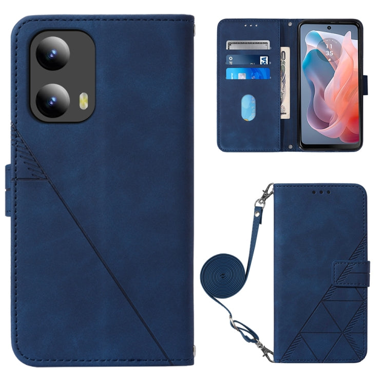 For Motorola Moto G Play 5G 2024 Crossbody 3D Embossed Flip Leather Phone Case(Blue)