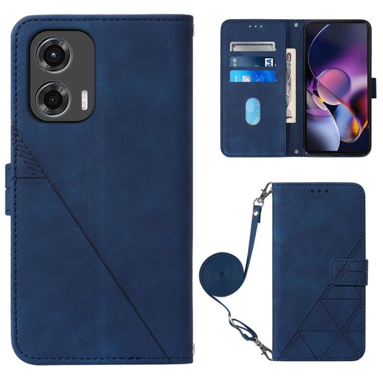 For Motorola Moto G Stylus 5G 2024 Crossbody 3D Embossed Flip Leather Phone Case(Blue)