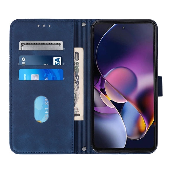 For Motorola Moto G Stylus 5G 2024 Crossbody 3D Embossed Flip Leather Phone Case(Blue)