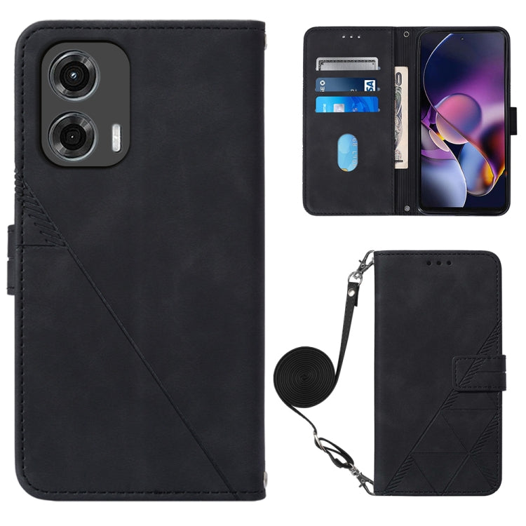 For Motorola Moto G Stylus 5G 2024 Crossbody 3D Embossed Flip Leather Phone Case(Black)