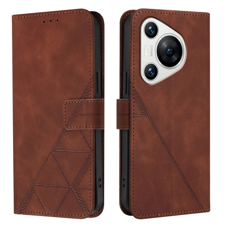 For Huawei Pura 70 Crossbody 3D Embossed Flip Leather Phone Case(Brown)