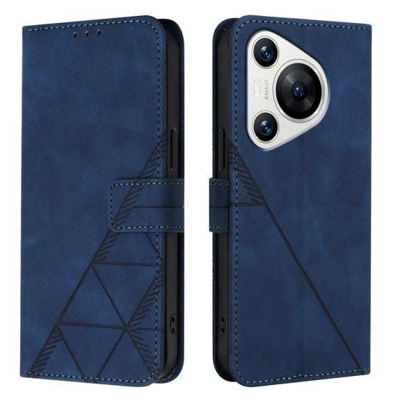 For Huawei Pura 70 Crossbody 3D Embossed Flip Leather Phone Case(Blue)