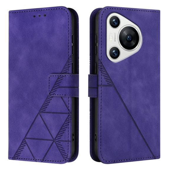 For Huawei Pura 70 Crossbody 3D Embossed Flip Leather Phone Case(Purple)