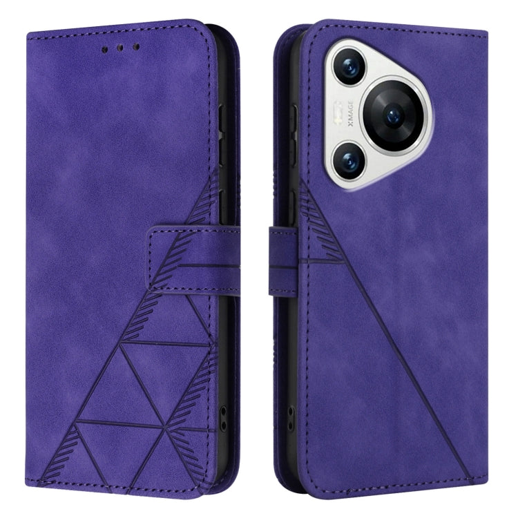 For Huawei Pura 70 Crossbody 3D Embossed Flip Leather Phone Case(Purple)