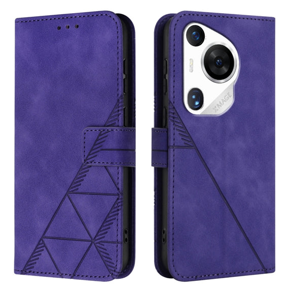 For Huawei Pura 70 Pro Crossbody 3D Embossed Flip Leather Phone Case(Purple)
