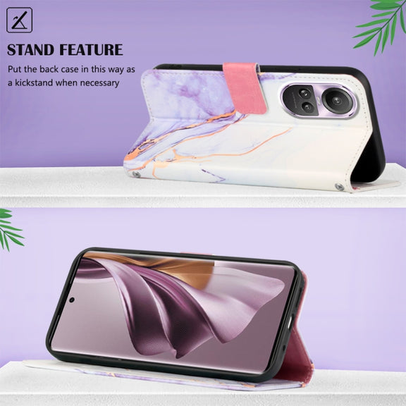 For OPPO Reno10/10 Pro Global PT003 Marble Pattern Flip Leather Phone Case(LS006)