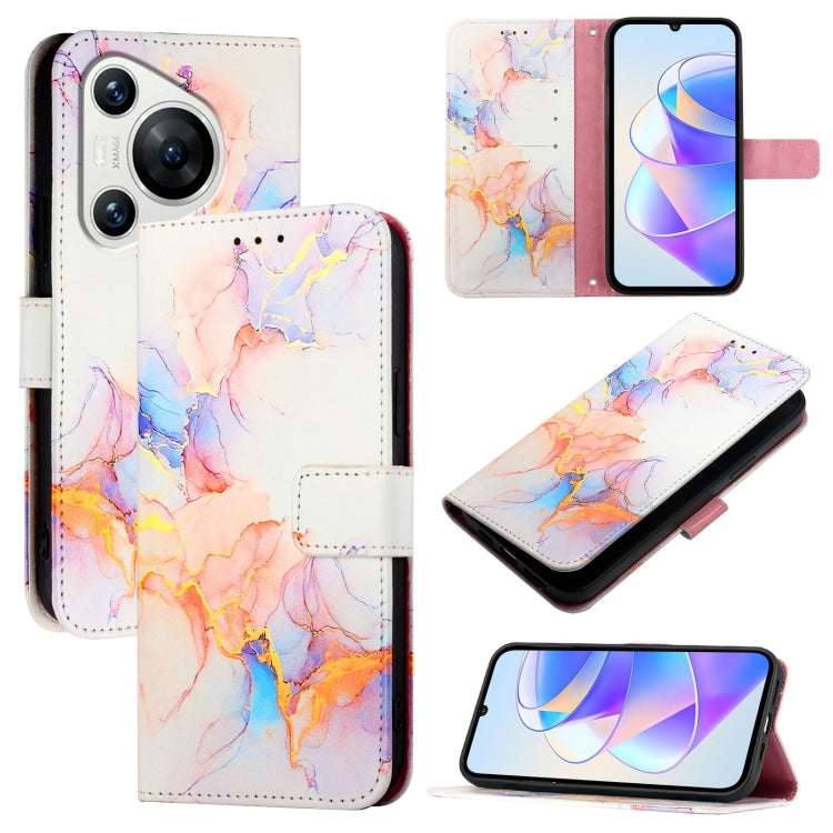 For Huawei Pura 70 PT003 Marble Pattern Flip Leather Phone Case(LS004 Marble White)